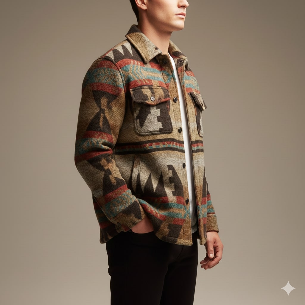 Diego Men’s Shirt Jacket – Premium Wool Blend Outerwear with Relaxed Fit Warmth