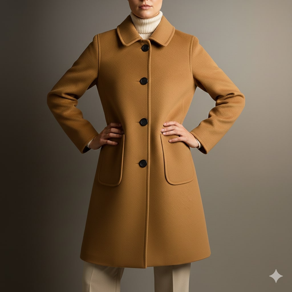 Léonie Women’s Wool Coat – Virgin Wool Overcoat with Tailored Straight Cut