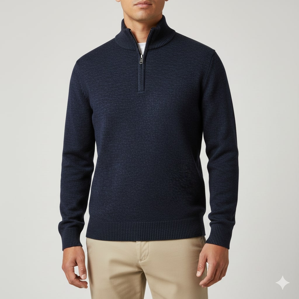 Jonas Men’s Quarter-Zip Sweater – Cotton Knit Pullover for Layered Comfort