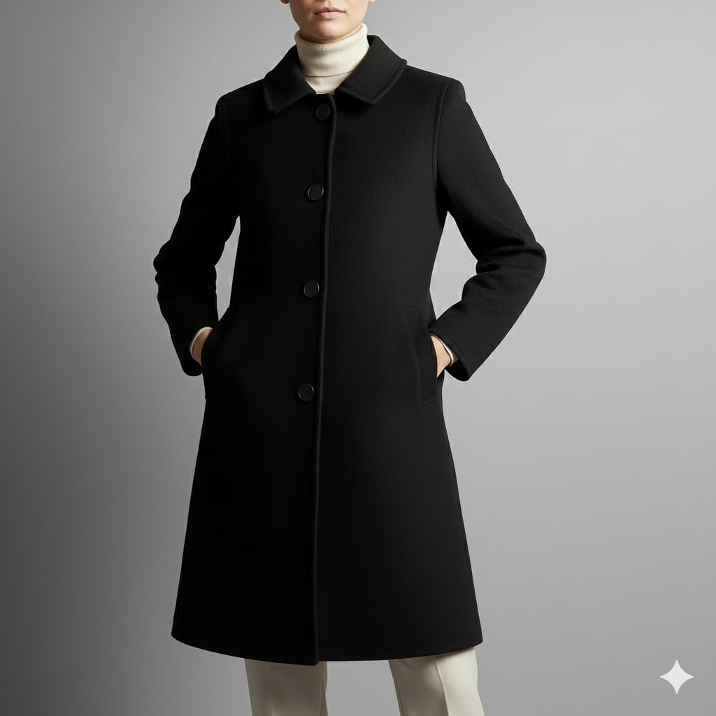 Léonie Women’s Wool Coat – Virgin Wool Overcoat with Tailored Straight Cut