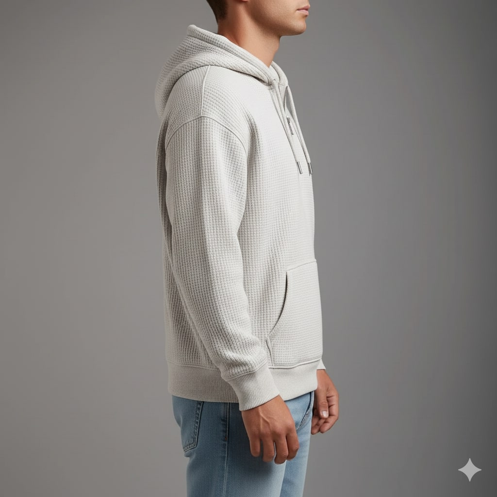 Samuel Men’s Waffle Hoodie – Soft Waffle-Knit Half-Zip Sweater for Casual Layering