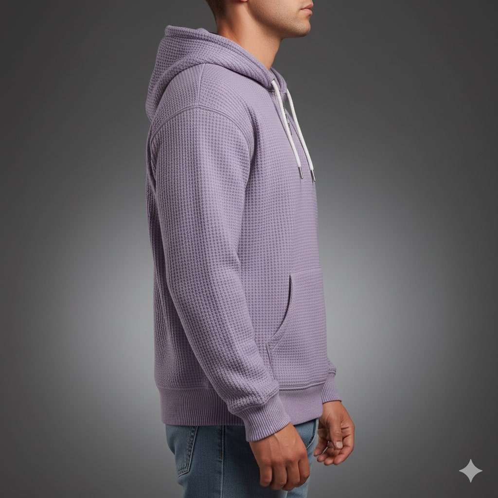 Samuel Men’s Waffle Hoodie – Soft Waffle-Knit Half-Zip Sweater for Casual Layering