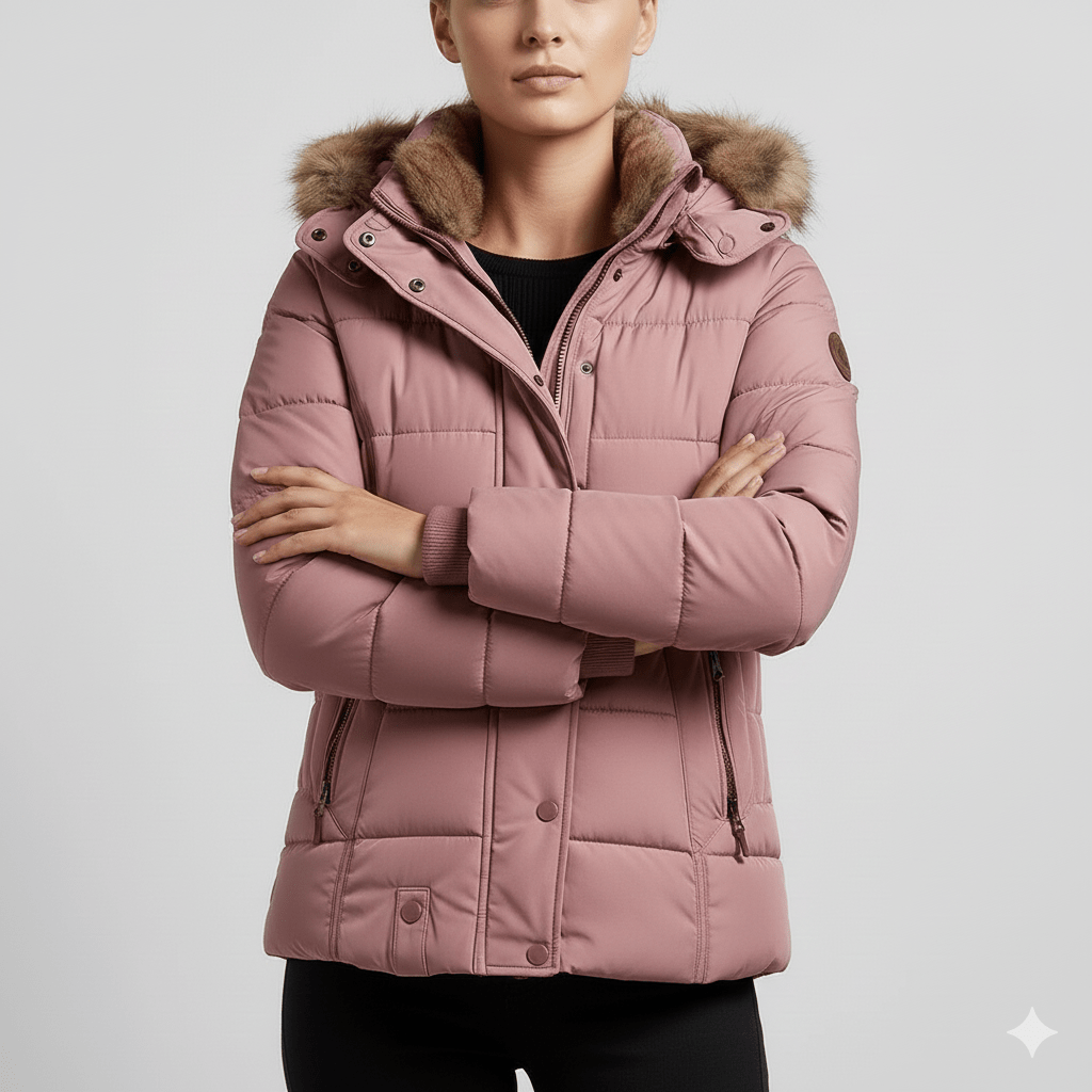 Zuzanna Women’s Puffer Jacket – Quilted Winter Coat with Detachable Fur Hood