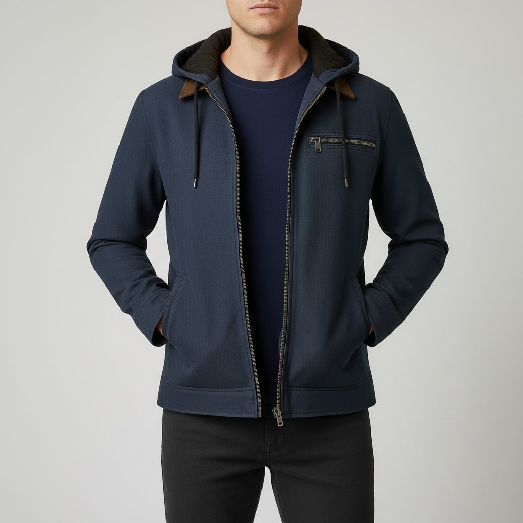 Arthur Men’s Hooded Jacket – Lightweight Windbreaker Jacket with Fleece Lining