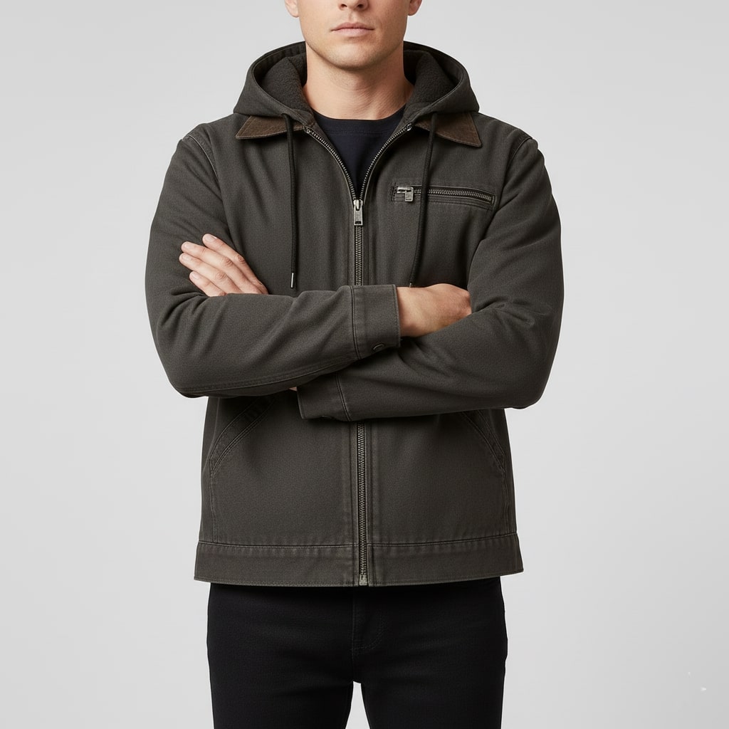 Arthur Men’s Hooded Jacket – Lightweight Windbreaker Jacket with Fleece Lining