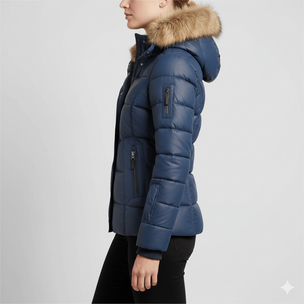 Zuzanna Women’s Puffer Jacket – Quilted Winter Coat with Detachable Fur Hood