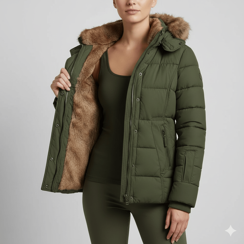 Zuzanna Women’s Puffer Jacket – Quilted Winter Coat with Detachable Fur Hood