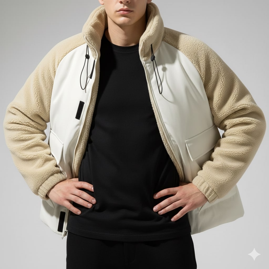 Diego Men’s Fleece Jacket – Hybrid Sherpa Zip Up Jacket