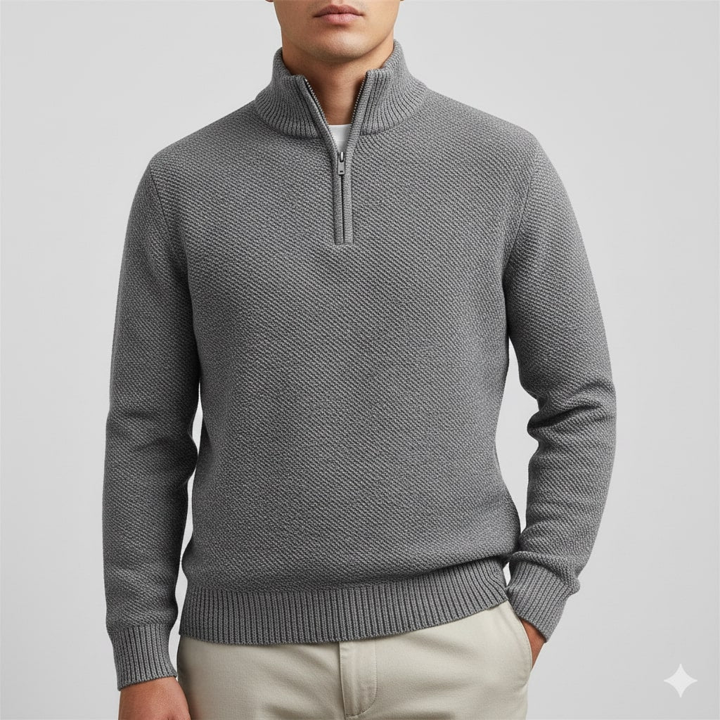 Jonas Men’s Quarter-Zip Sweater – Cotton Knit Pullover for Layered Comfort
