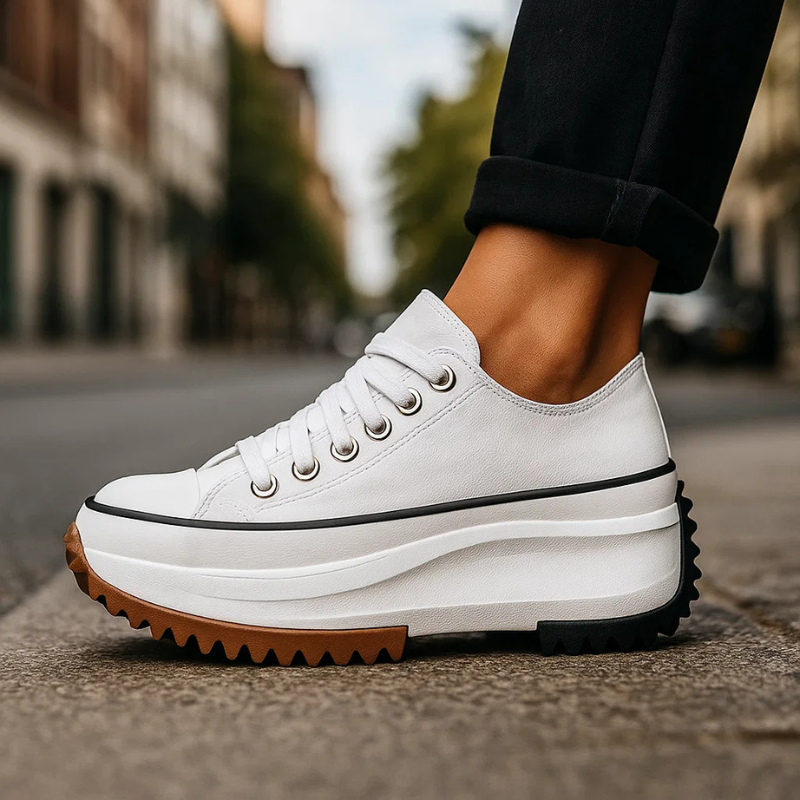 Wilma Women’s Leather Platform Sneakers – Retro Style with Cushioned Sole