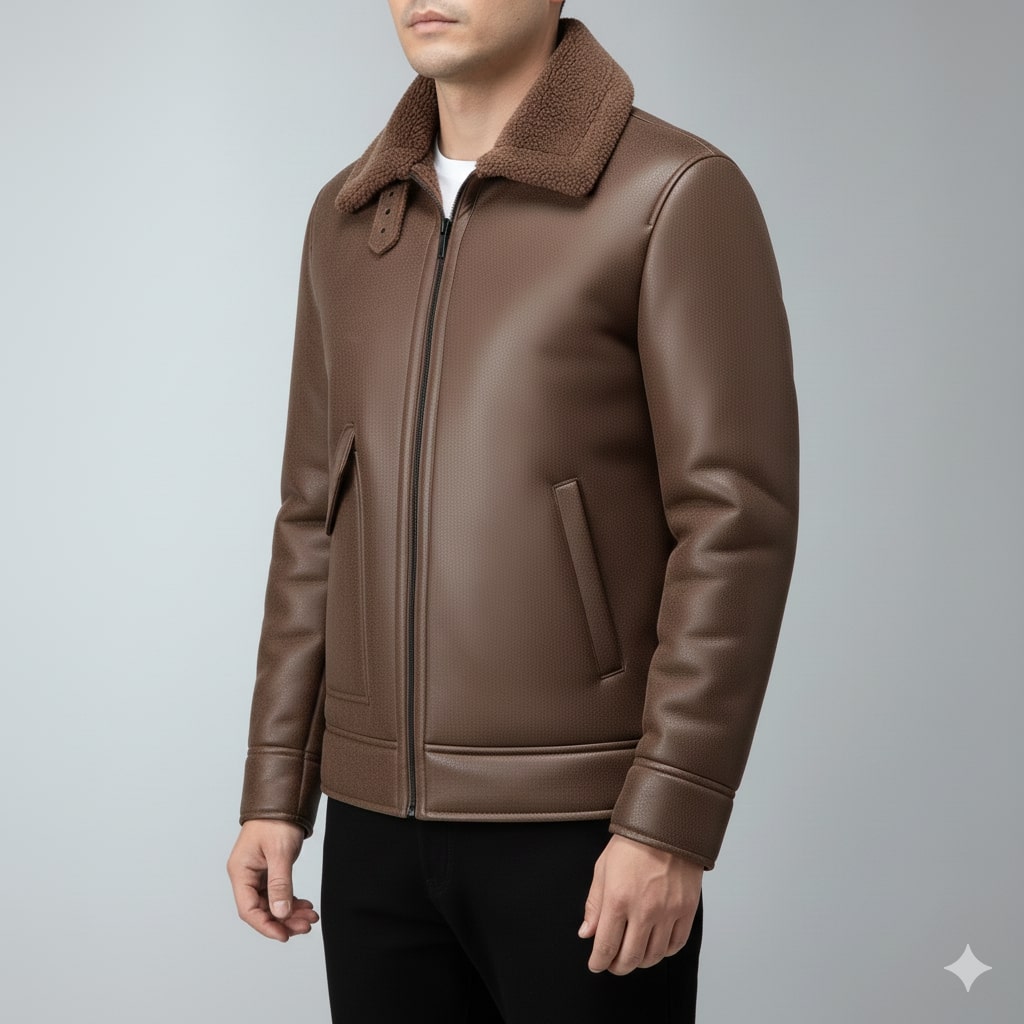 Santiago Men’s Shearling Coat – Suede-Style Winter Jacket for Extreme Cold