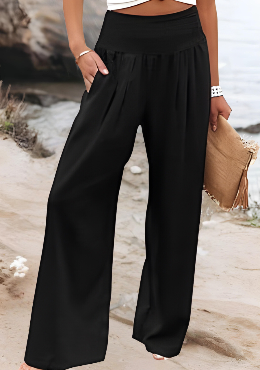 Kacper – Smocked Waist Wide-Leg Trousers