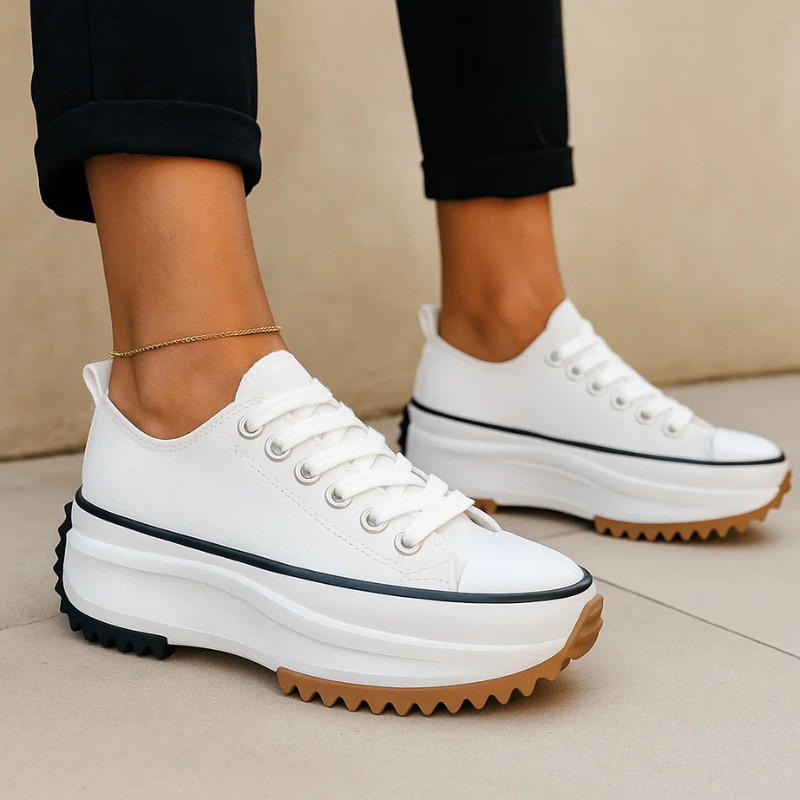 Wilma Women’s Leather Platform Sneakers – Retro Style with Cushioned Sole