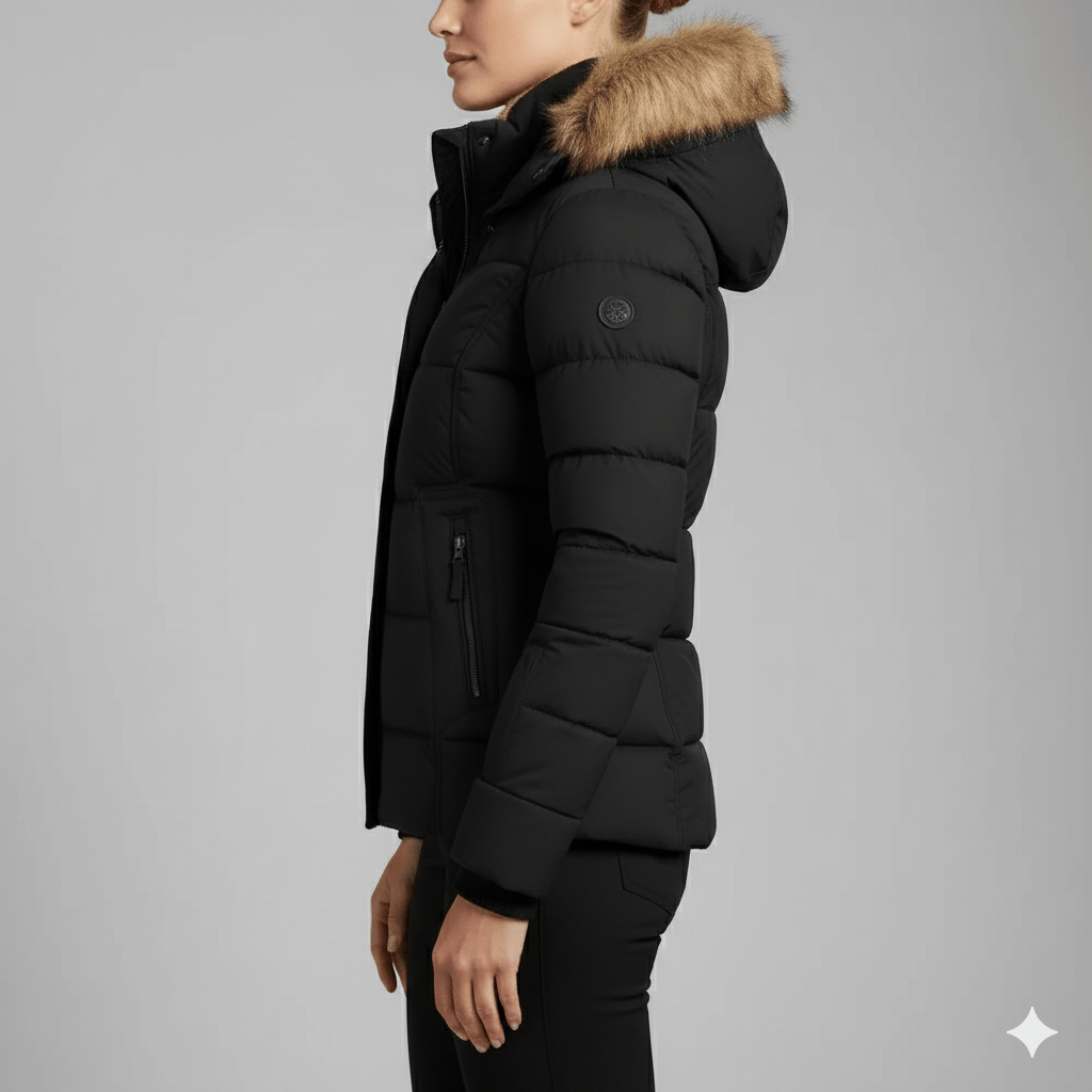 Zuzanna Women’s Puffer Jacket – Quilted Winter Coat with Detachable Fur Hood