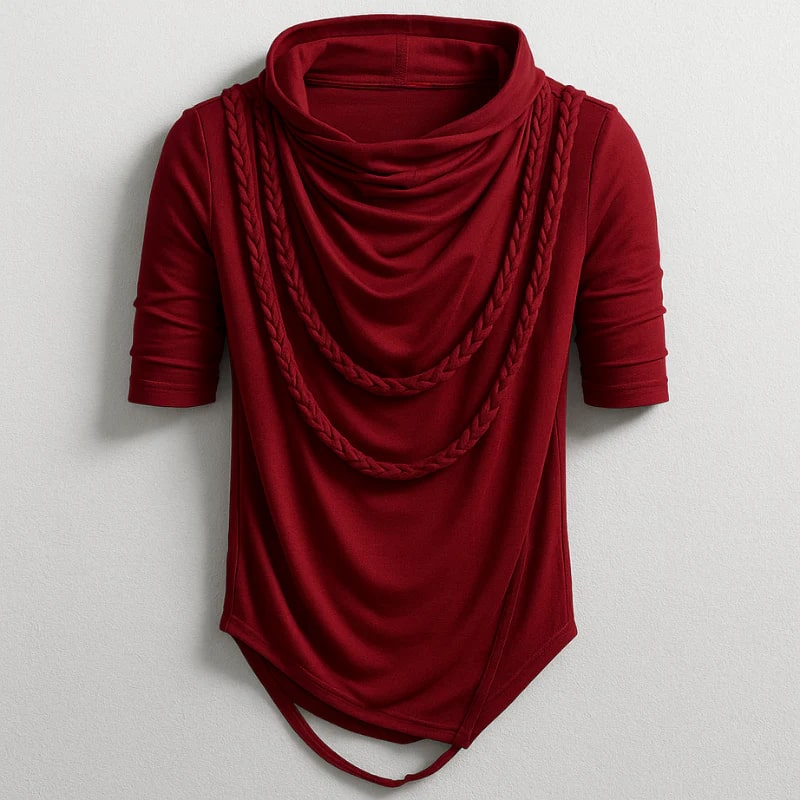 Stefan Men’s Hooded Shirt – Stretch-Knit Cotton with Asymmetrical Hem