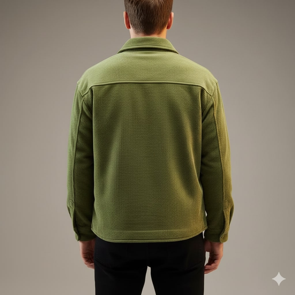 Roman Men’s Corduroy Shirt Jacket – Egyptian Cotton Sherpa-Lined Outerwear for Cold Weather