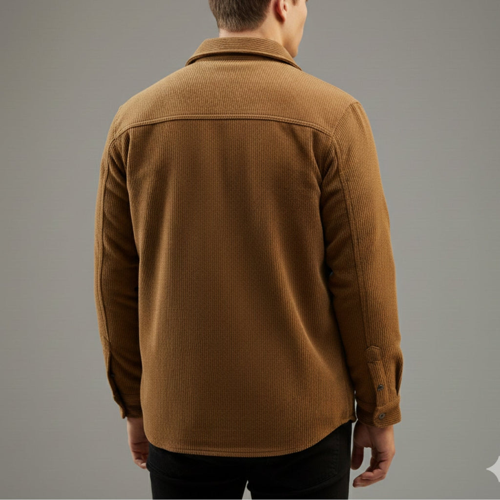 Roman Men’s Corduroy Shirt Jacket – Egyptian Cotton Sherpa-Lined Outerwear for Cold Weather