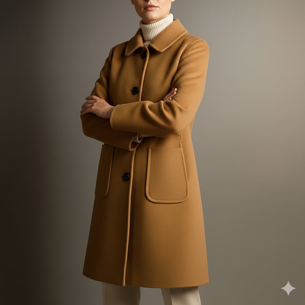 Léonie Women’s Wool Coat – Virgin Wool Overcoat with Tailored Straight Cut