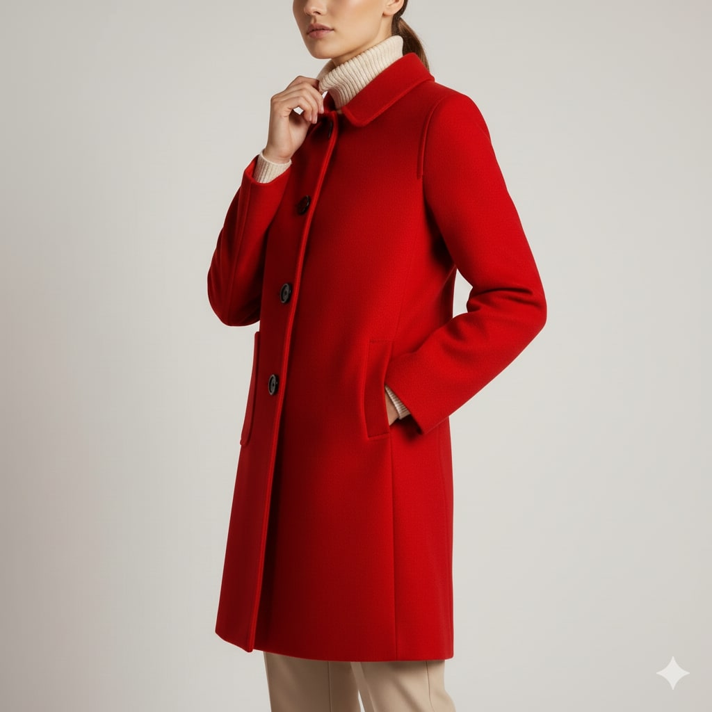Léonie Women’s Wool Coat – Virgin Wool Overcoat with Tailored Straight Cut