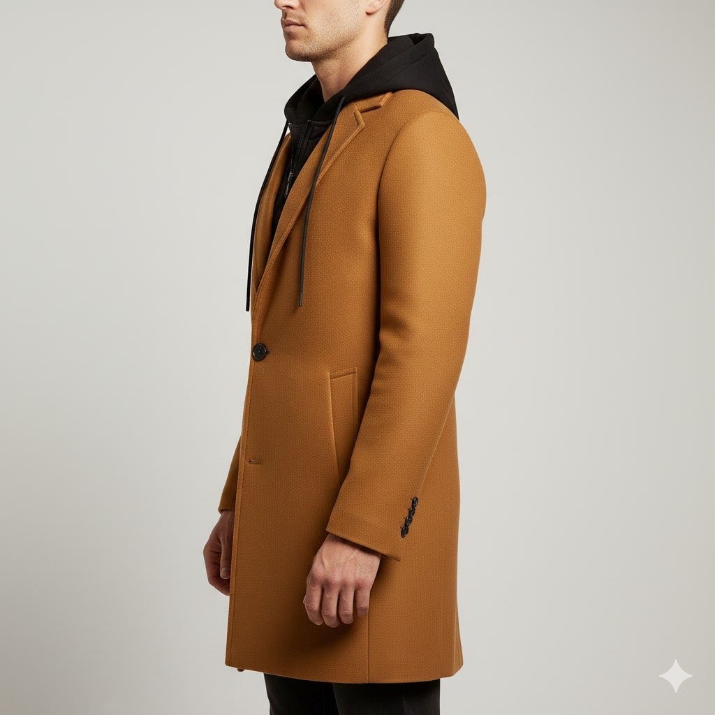 Nicolas Men’s Hooded Wool Coat – Premium Textured Winter Outerwear