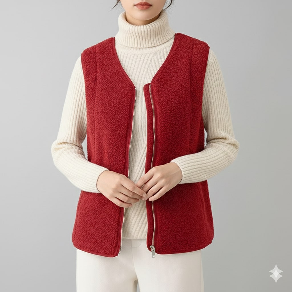 Estelle Women’s Fleece Vest – Plush Shearling Vest Lightweight Layer
