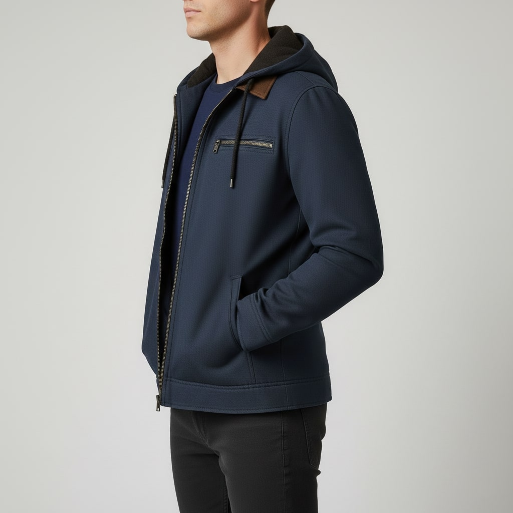 Arthur Men’s Hooded Jacket – Lightweight Windbreaker Jacket with Fleece Lining