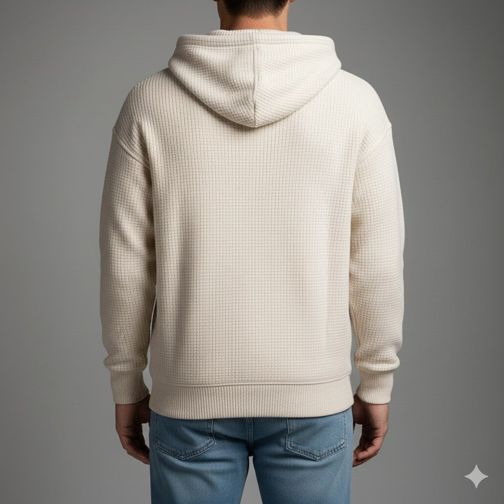 Samuel Men’s Waffle Hoodie – Soft Waffle-Knit Half-Zip Sweater for Casual Layering