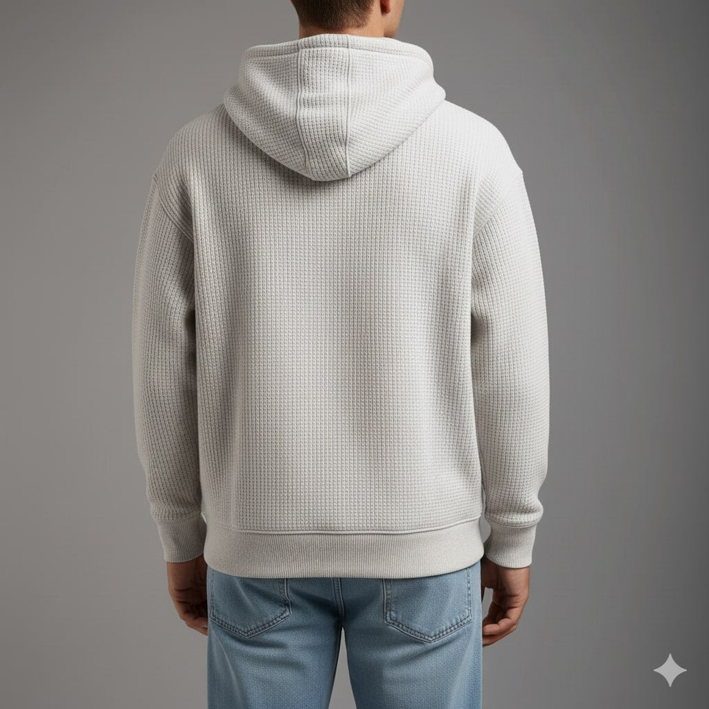 Samuel Men’s Waffle Hoodie – Soft Waffle-Knit Half-Zip Sweater for Casual Layering