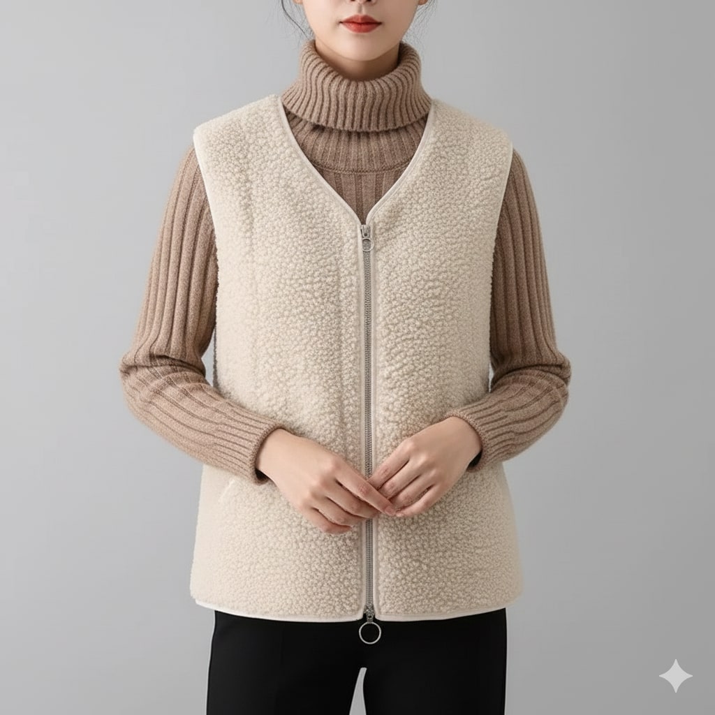 Estelle Women’s Fleece Vest – Plush Shearling Vest Lightweight Layer