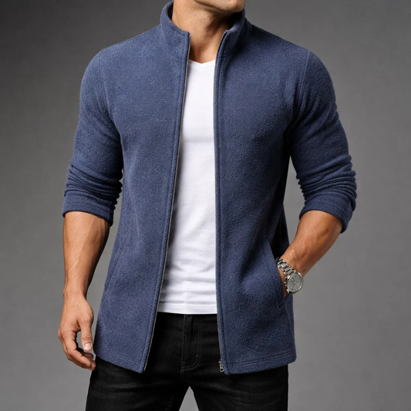 Manuel Men’s Fleece Jacket – Mid-Length Zip Up Jacket for Cold Weather