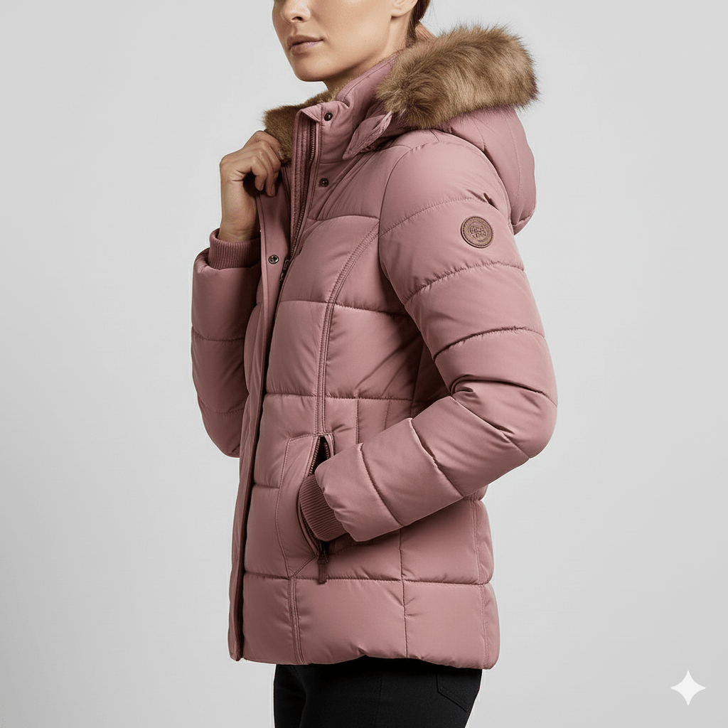 Zuzanna Women’s Puffer Jacket – Quilted Winter Coat with Detachable Fur Hood