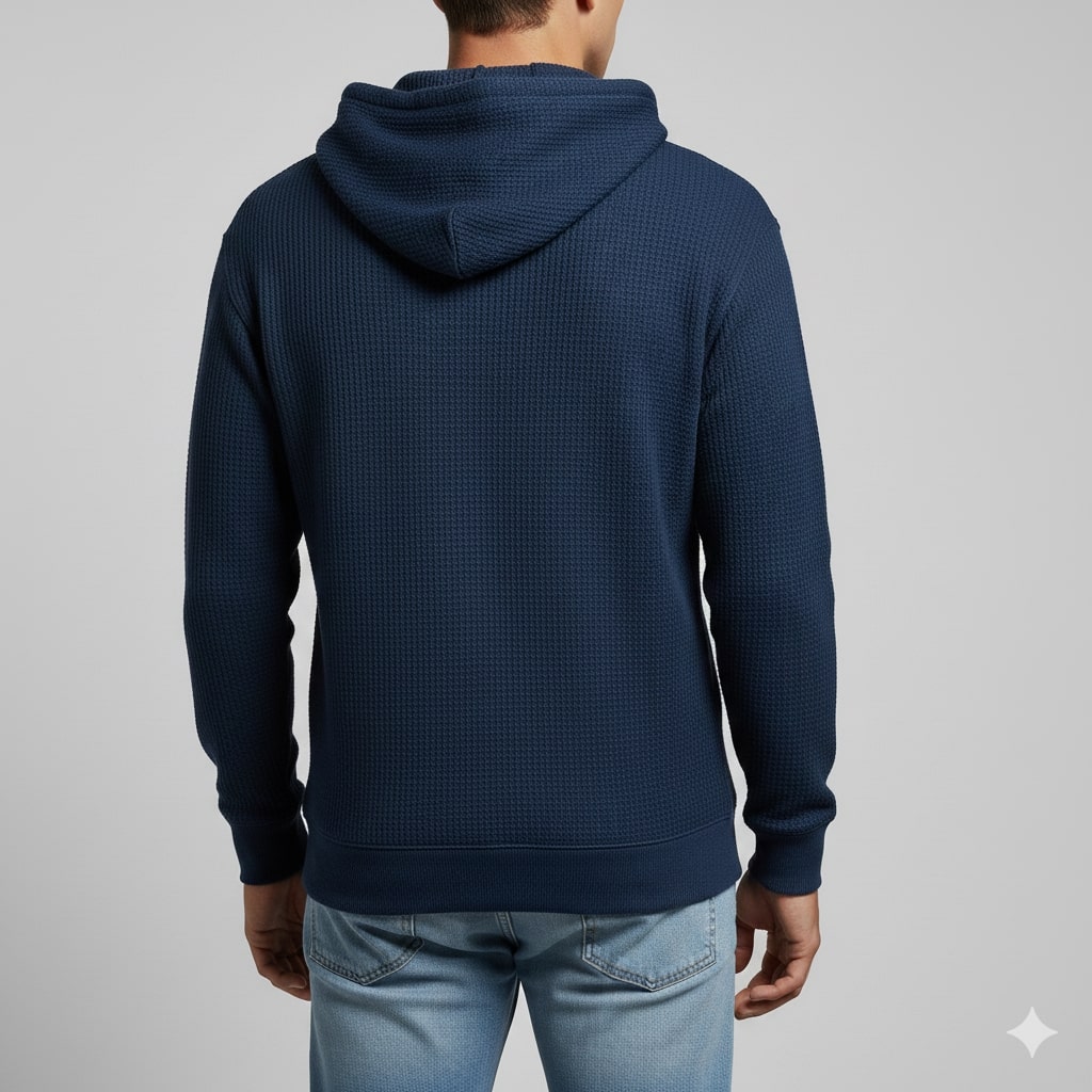 Samuel Men’s Waffle Hoodie – Soft Waffle-Knit Half-Zip Sweater for Casual Layering