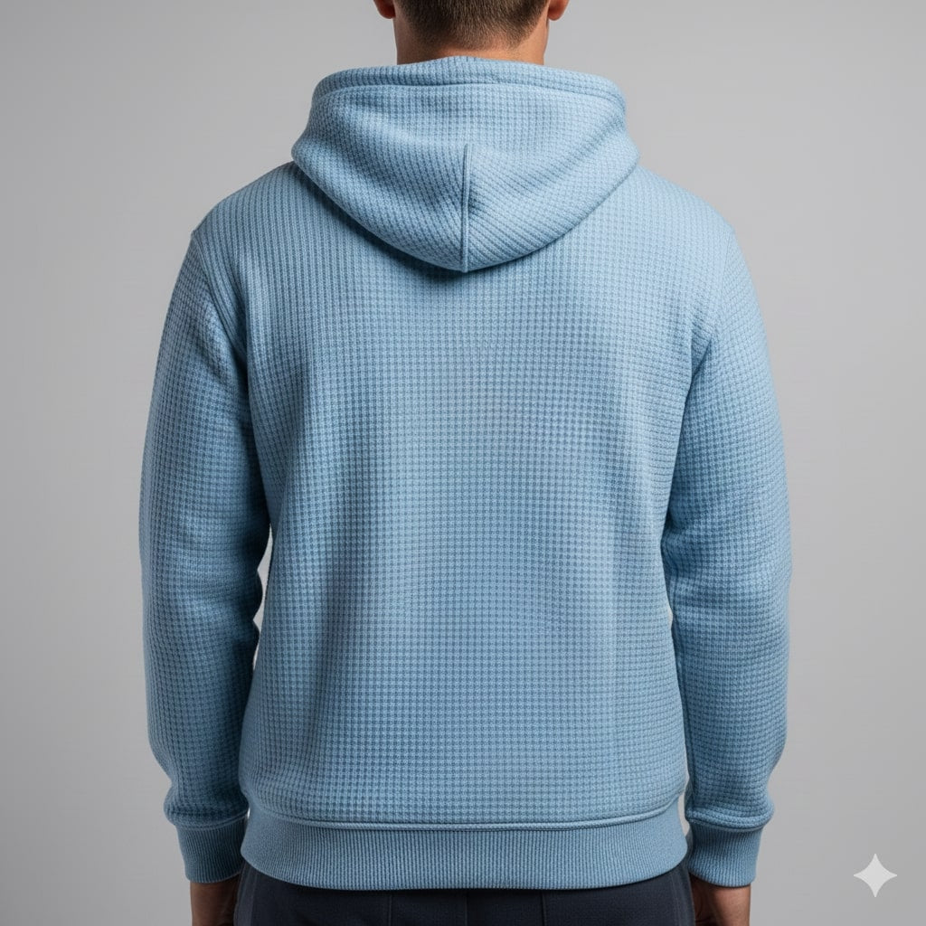 Samuel Men’s Waffle Hoodie – Soft Waffle-Knit Half-Zip Sweater for Casual Layering