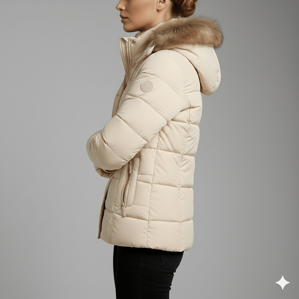Zuzanna Women’s Puffer Jacket – Quilted Winter Coat with Detachable Fur Hood
