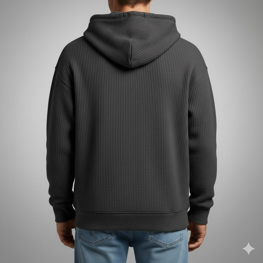 Samuel Men’s Waffle Hoodie – Soft Waffle-Knit Half-Zip Sweater for Casual Layering