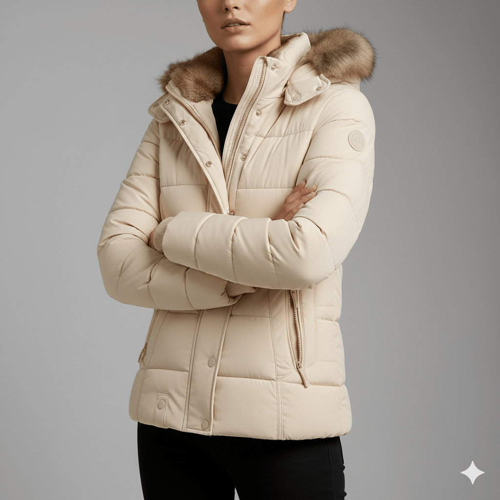 Zuzanna Women’s Puffer Jacket – Quilted Winter Coat with Detachable Fur Hood