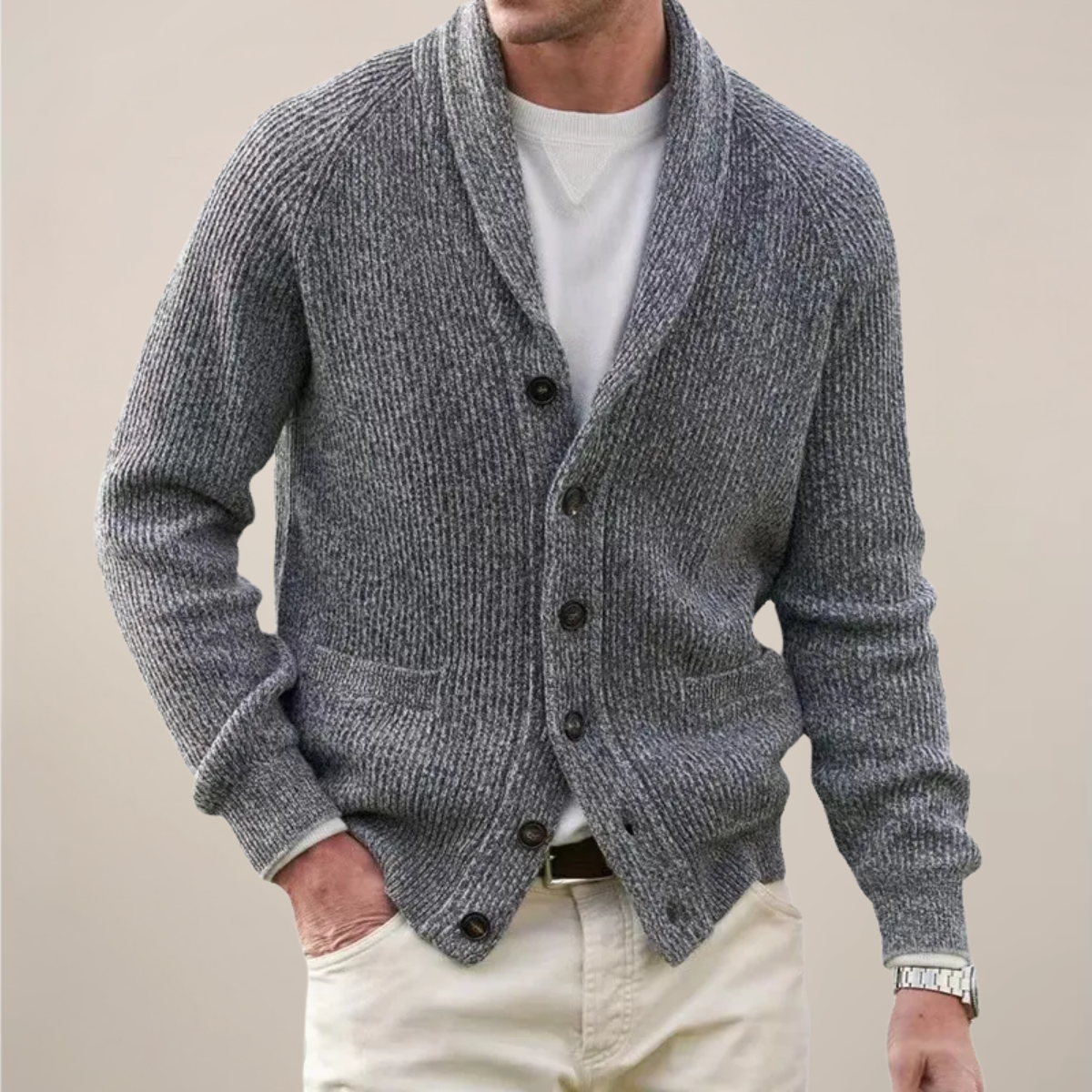Simon | Men’s Spring Shawl Collar Button Cardigan