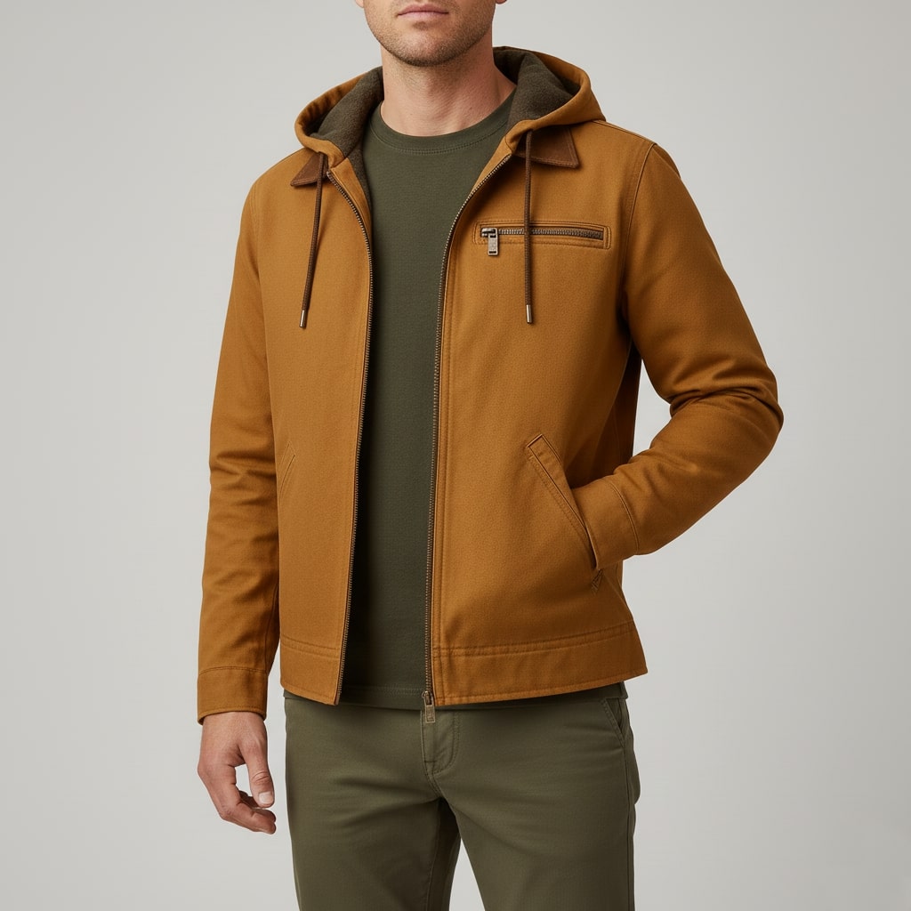 Arthur Men’s Hooded Jacket – Lightweight Windbreaker Jacket with Fleece Lining