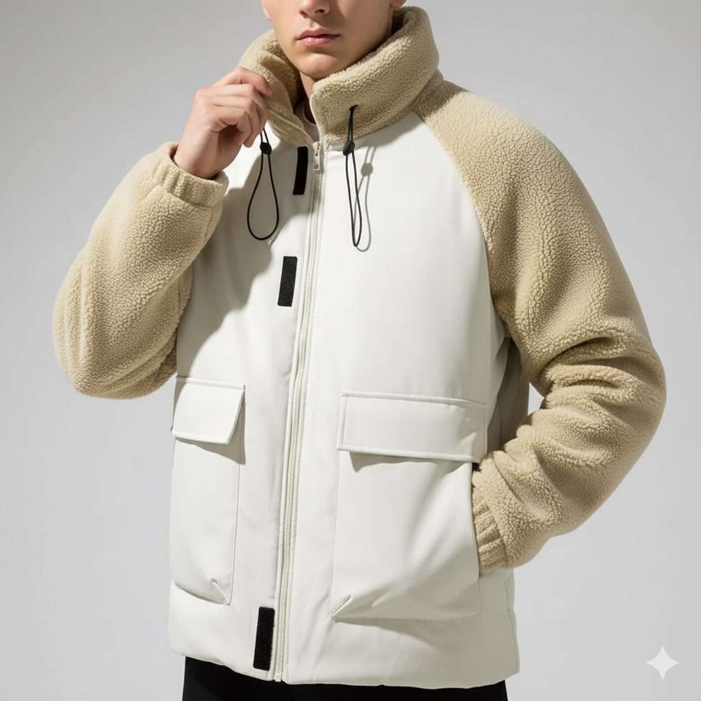 Diego Men’s Fleece Jacket – Hybrid Sherpa Zip Up Jacket