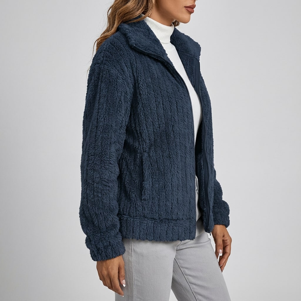 Leyla Women’s Faux Fur Jacket – Elegant Plush Outerwear for Winter Layering