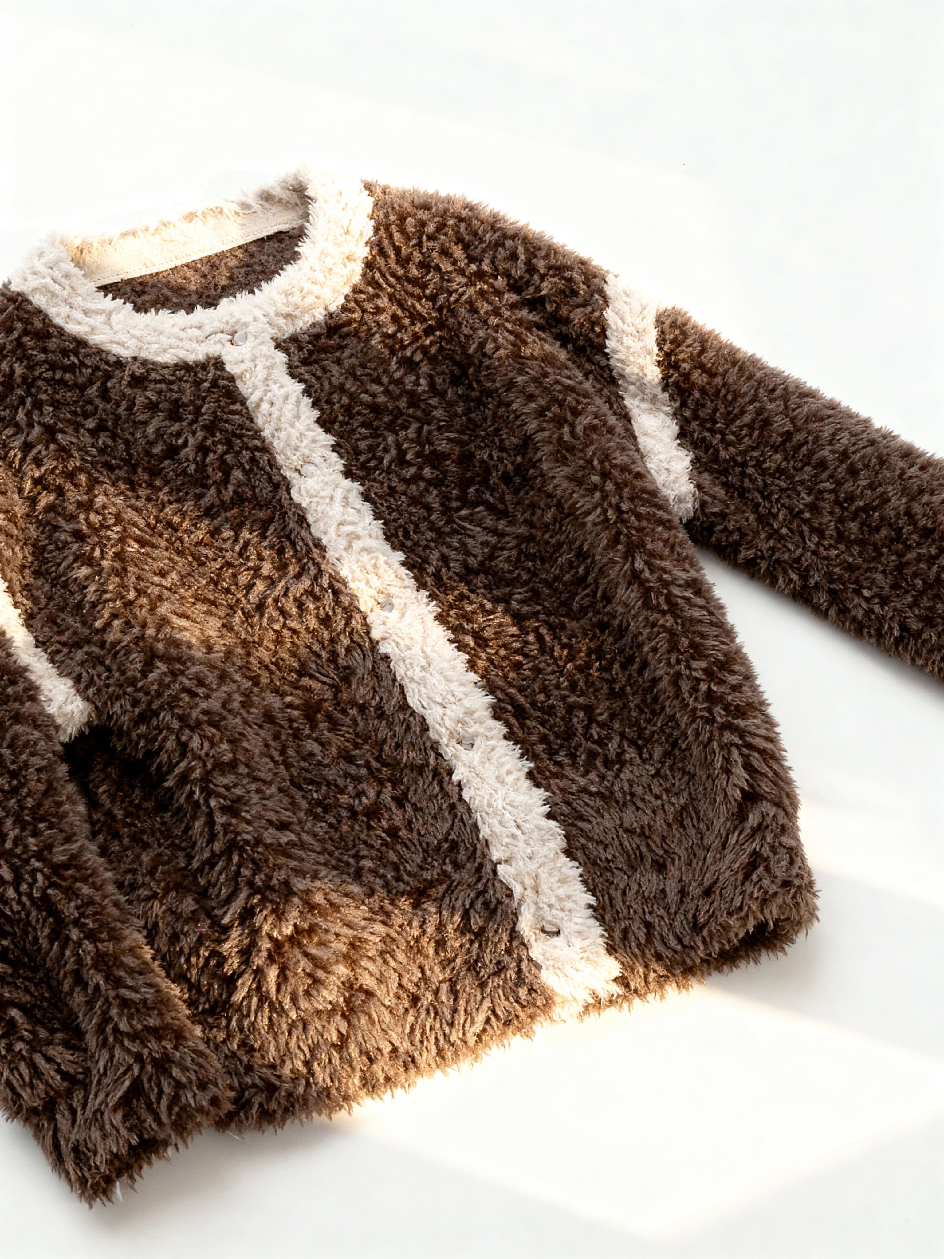 Rose Women’s Sherpa Jacket – Fuzzy Button-Up with Contrast Trim