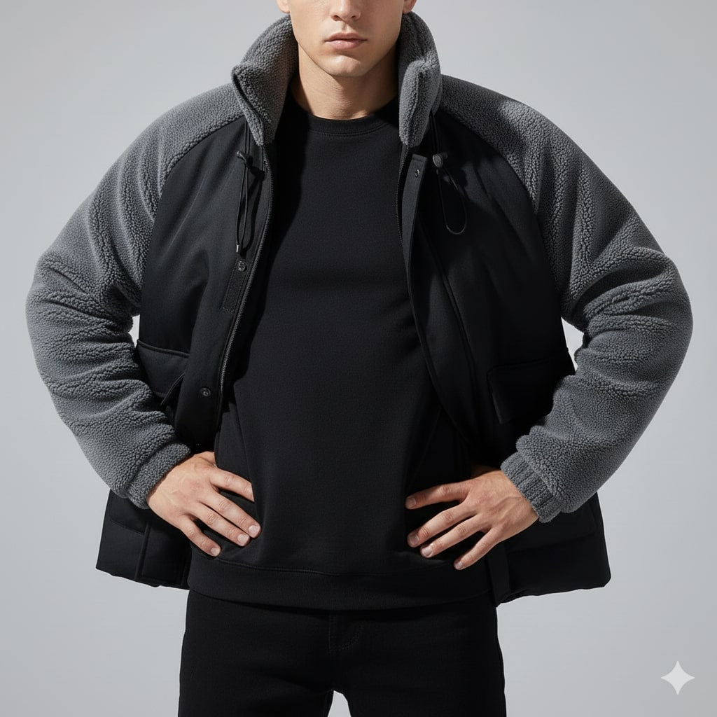 Diego Men’s Fleece Jacket – Hybrid Sherpa Zip Up Jacket