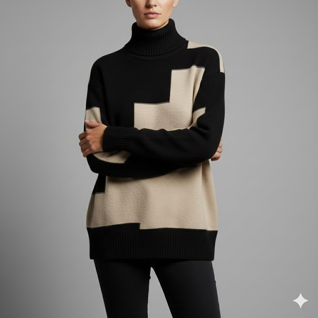 Mélanie Women’s Turtleneck Sweater – Soft Knit Pullover with Warm Ribbed Texture