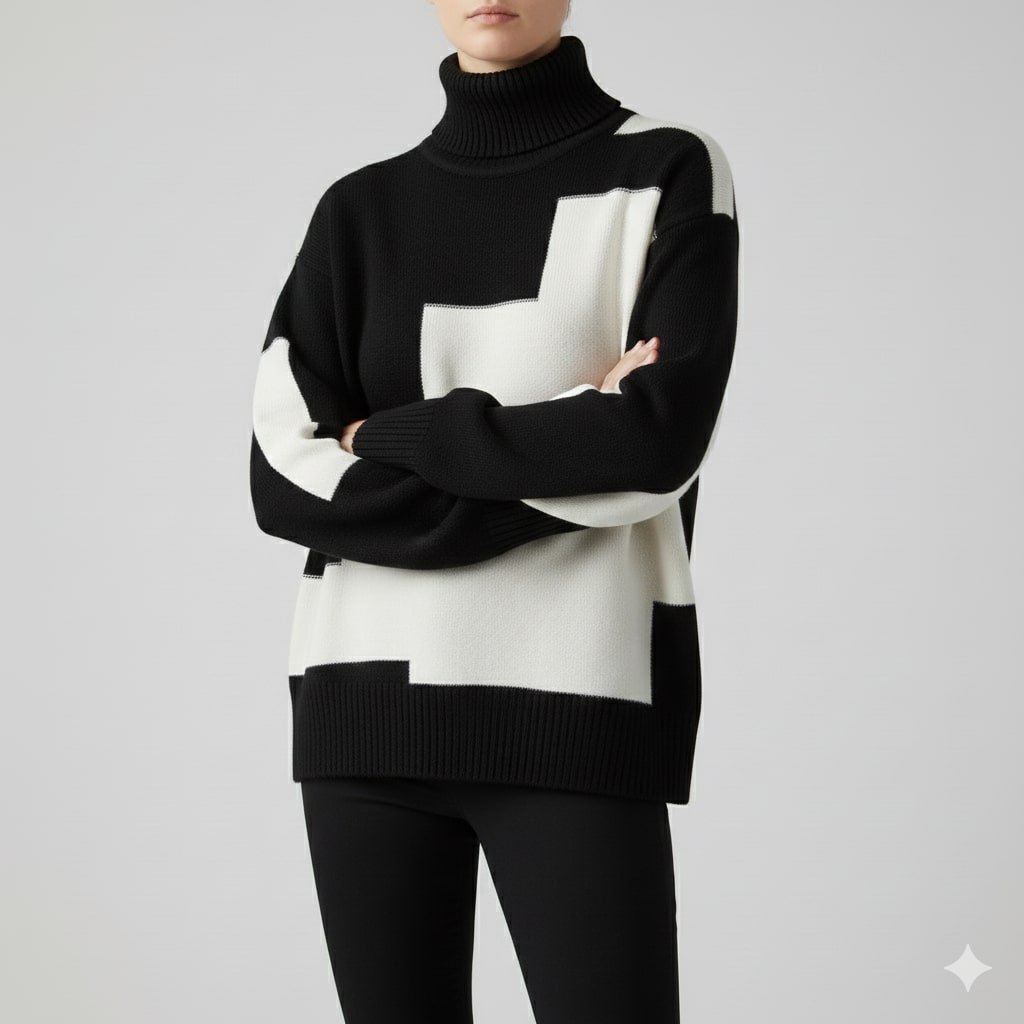 Mélanie Women’s Turtleneck Sweater – Soft Knit Pullover with Warm Ribbed Texture