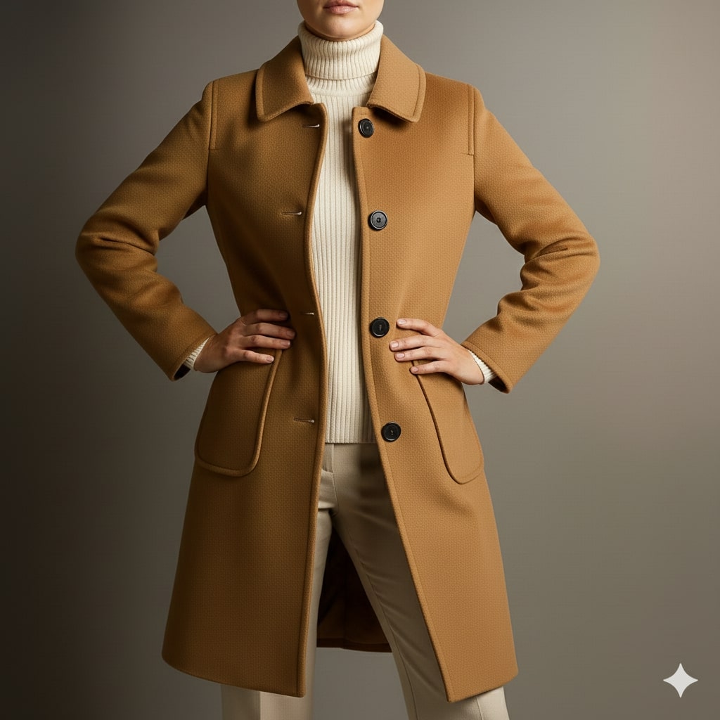 Léonie Women’s Wool Coat – Virgin Wool Overcoat with Tailored Straight Cut