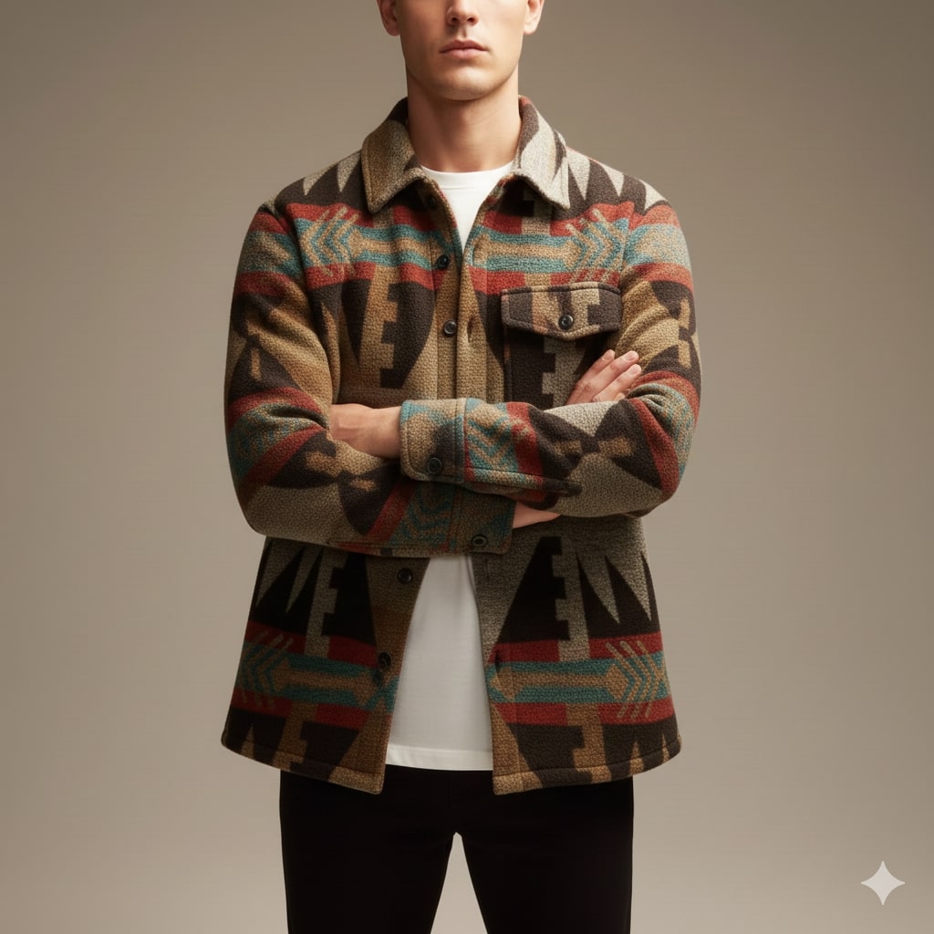 Diego Men’s Shirt Jacket – Premium Wool Blend Outerwear with Relaxed Fit Warmth