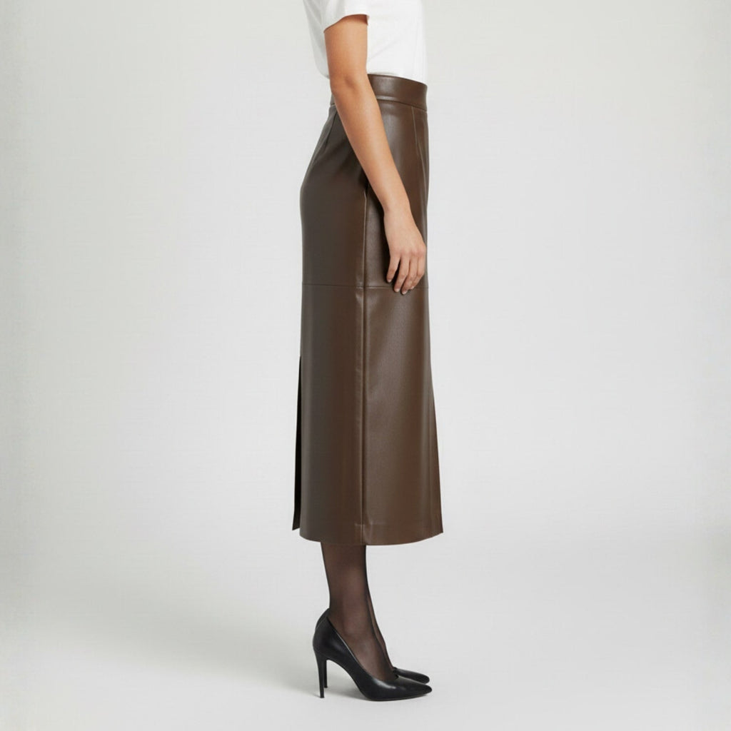 Nina Women’s Leather Pencil Skirt – High-Waist Slim Fit Leather Skirt