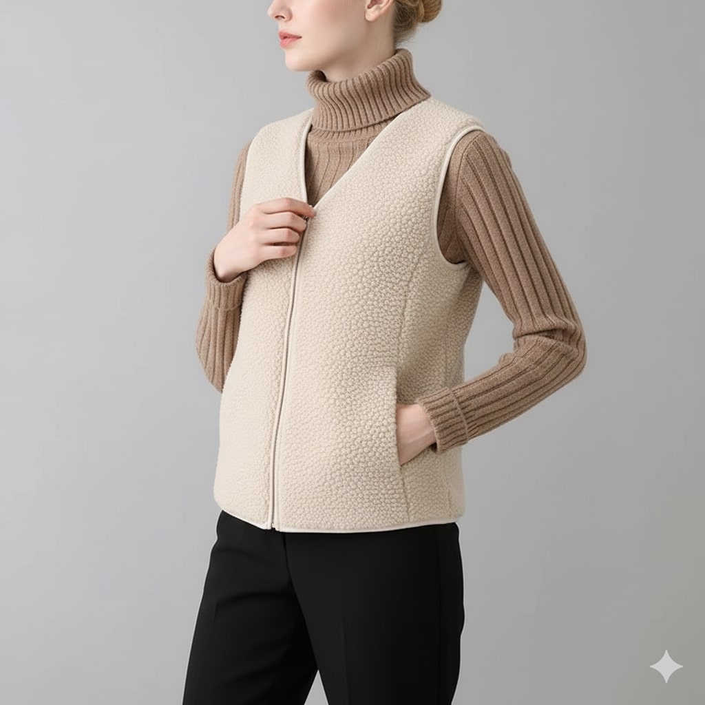 Estelle Women’s Fleece Vest – Plush Shearling Vest Lightweight Layer