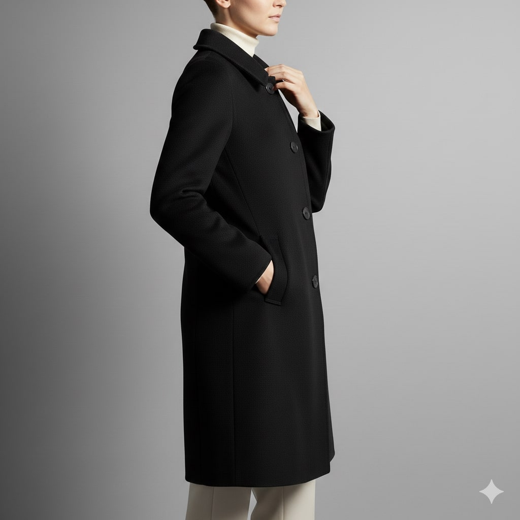 Léonie Women’s Wool Coat – Virgin Wool Overcoat with Tailored Straight Cut
