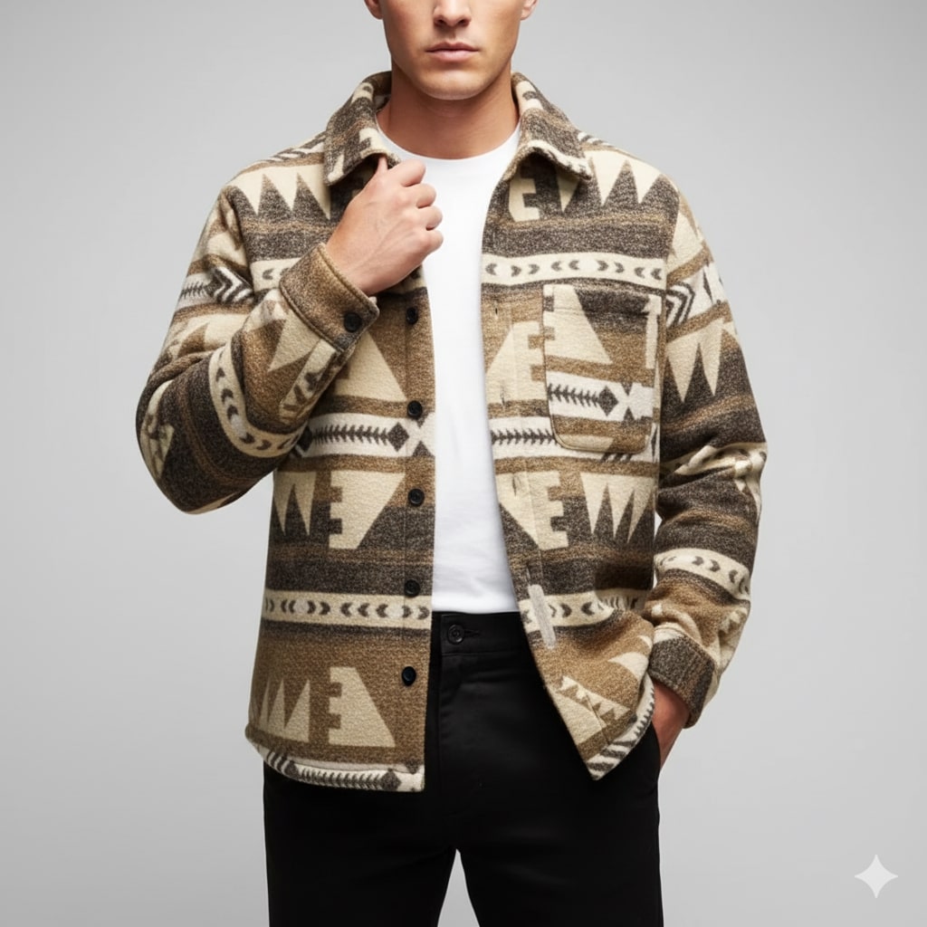 Diego Men’s Shirt Jacket – Premium Wool Blend Outerwear with Relaxed Fit Warmth